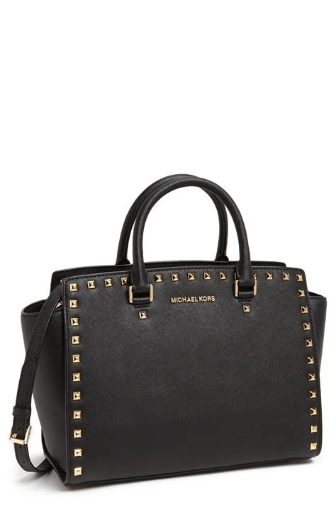 michael kors black large selma|selma leather satchel.